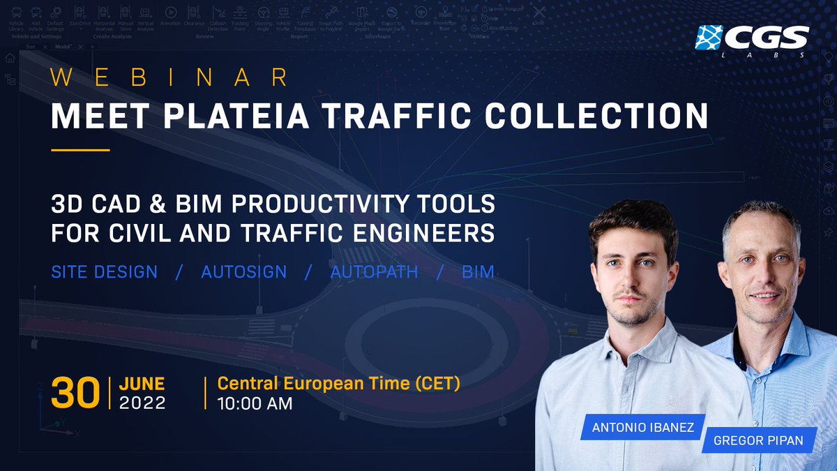 Join us at the webinar Meet PLATEIA Traffic Collection |  3D CAD &amp; BIM productivity tools for Civil and Traffic engineers.

Plateia Traffic Collection expands the functionalities of Civil3D, AutoCAD and BricsCAD.

register.gotowebinar.com/register/76593…