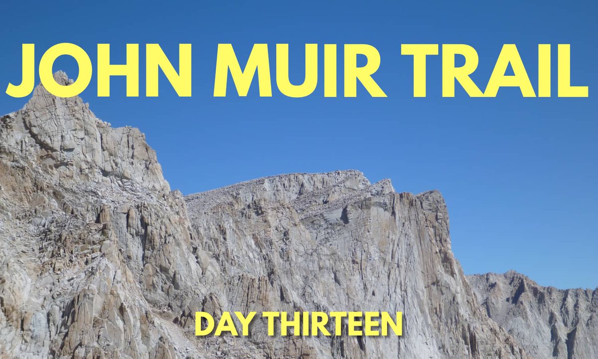 June 22, 2012. Day 13 on the #JohnMuirTrail. 12.8 miles. The last day on the trail. That's Mt. Muir on the left and Mt. Whitney on the right. Don't let the perspective fool you, Whitney is taller than Muir. 
Read more: fordsbasement.com/john-muir-trai…