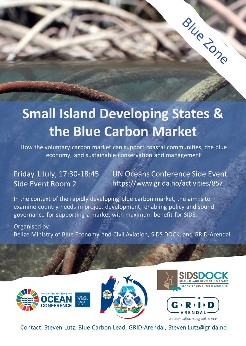 Join our side event at UN #OceanConference in Lisbon on June 29th.
Find out about #SIDS &amp; the #BlueCarbon Market!
👉grida.no/activities/857
#UNOceanConference #UNOC2022 #REDD #SaveOurOcean