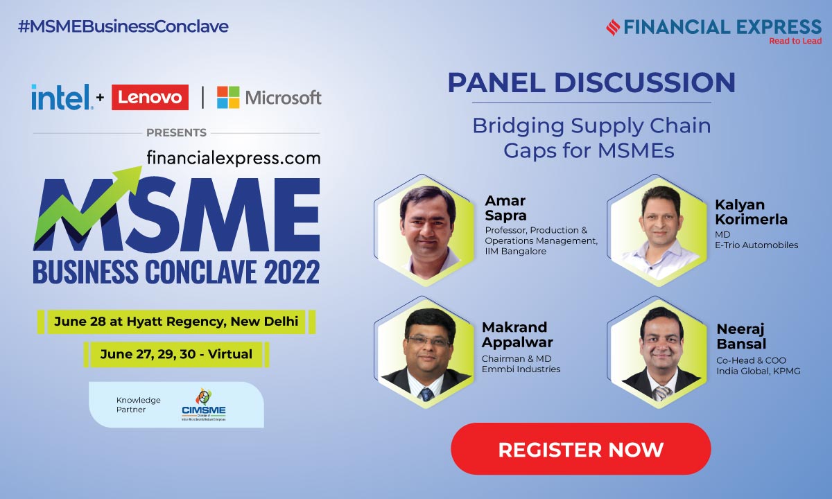 Join us for an insightful Panel Discussion on Bridging Supply Chain Gaps for #MSMEs with Amar Sapra, <a href="/iimb_official/">IIM Bangalore</a>; <a href="/kalyankorimerla/">Kalyan Korimerla</a>, <a href="/EtrioAutomobile/">Etrio</a>; <a href="/MakrandAppalwar/">Makrand Appalwar</a>, <a href="/EmmbiLtd/">Emmbi Industries Ltd</a>, and <a href="/NeerajB_KPMG/">Neeraj Bansal</a>, <a href="/KPMGIndia/">KPMG India</a>.

Register Now- bit.ly/3wQtXIk

#MSMEBusinessConclave