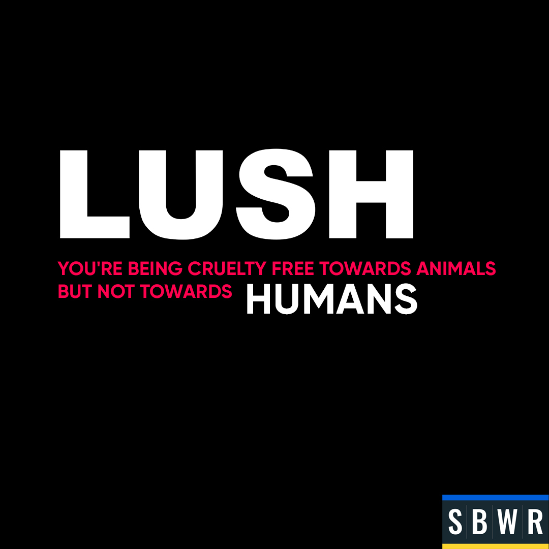 SBWR2022's tweet photo. @LushLtd maybe you should be more inclusive with your cruelty-free approach and include Ukrainians there? Talking about the fair trade politics - not only buy the fair trade cocoa oil, but stop trading with the aggressor country? 
#stopbusinesswithrussia #lush #standwithukraine https://t.co/fiHPj7YnWK