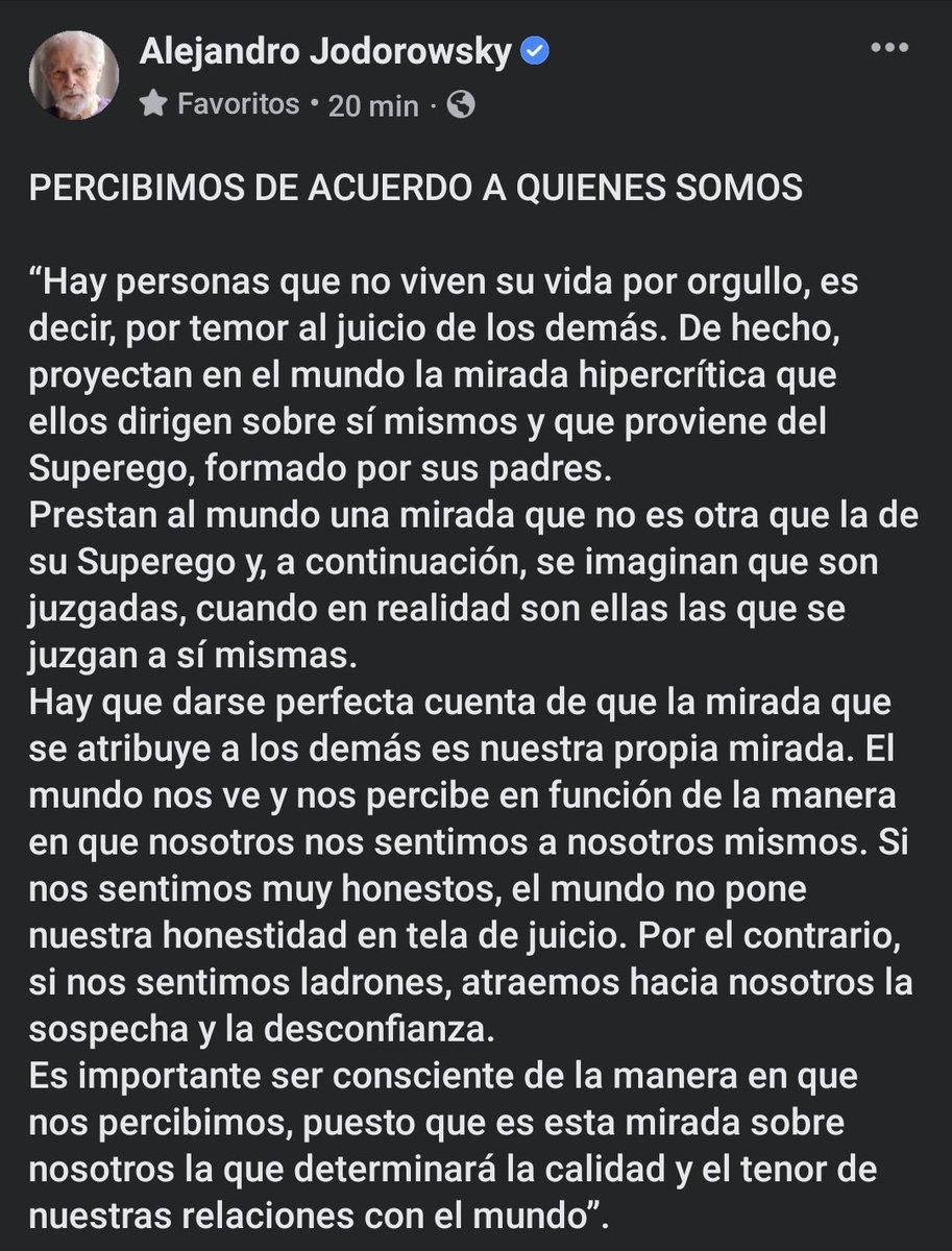 alejodorowsky's tweet photo. PERCIBIMOS DE ACUERDO A QUIENES SOMOS https://t.co/A3WtrtcMEu