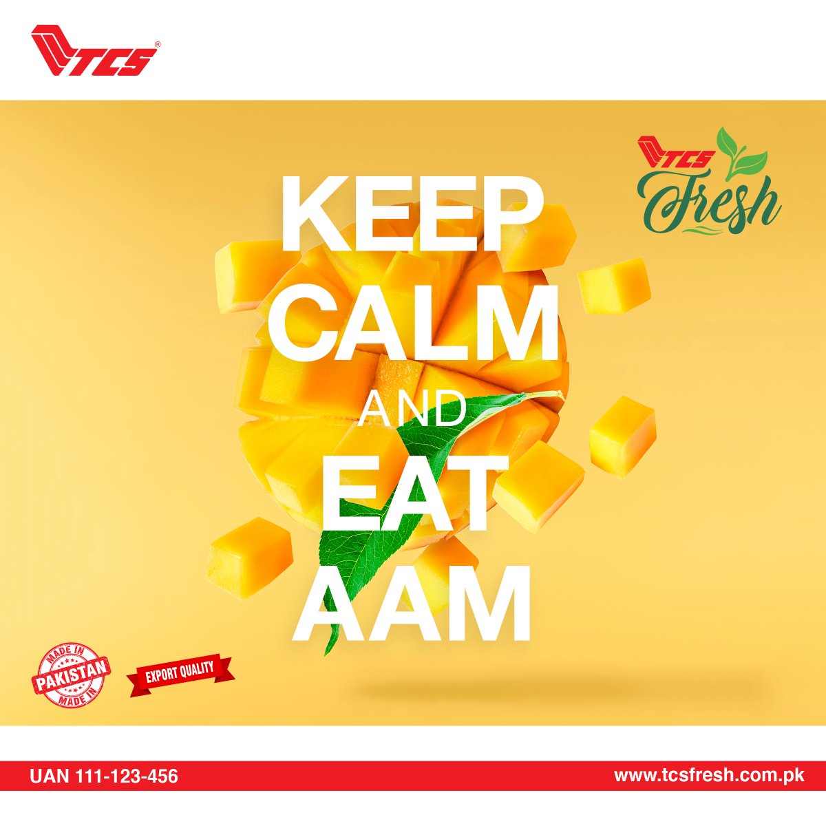 tcs_couriers's tweet photo. Relish this summer season with purely organic and delicious mangoes with TCS Fresh.

To place an order, call us on our helpline (021)-111-123-456 or visit your nearest express center.

#TCS #TCSFresh #MangoSeason #Mangoes #KingOfFruits. https://t.co/zbFKgFZ8Lo