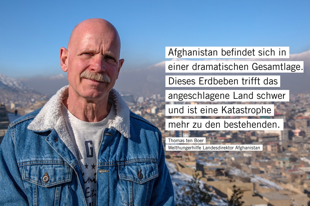 Das Ausmaß der Schäden des Erdbebens in #Afghanistan ist noch nicht vollständig sichtbar. Aber klar ist, dass das Land die Auswirkungen mit eigenen Kräften kaum bewältigen kann. Ohnehin kann sich fast die Hälfte der Bevölkerung nicht ausreichend ernähren.