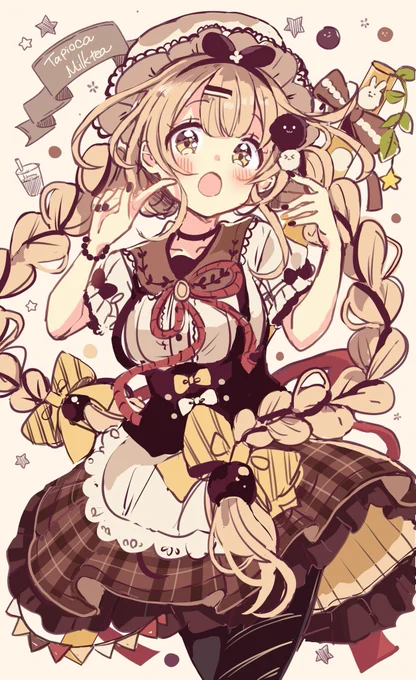 ラフと完成絵の比較🧋 