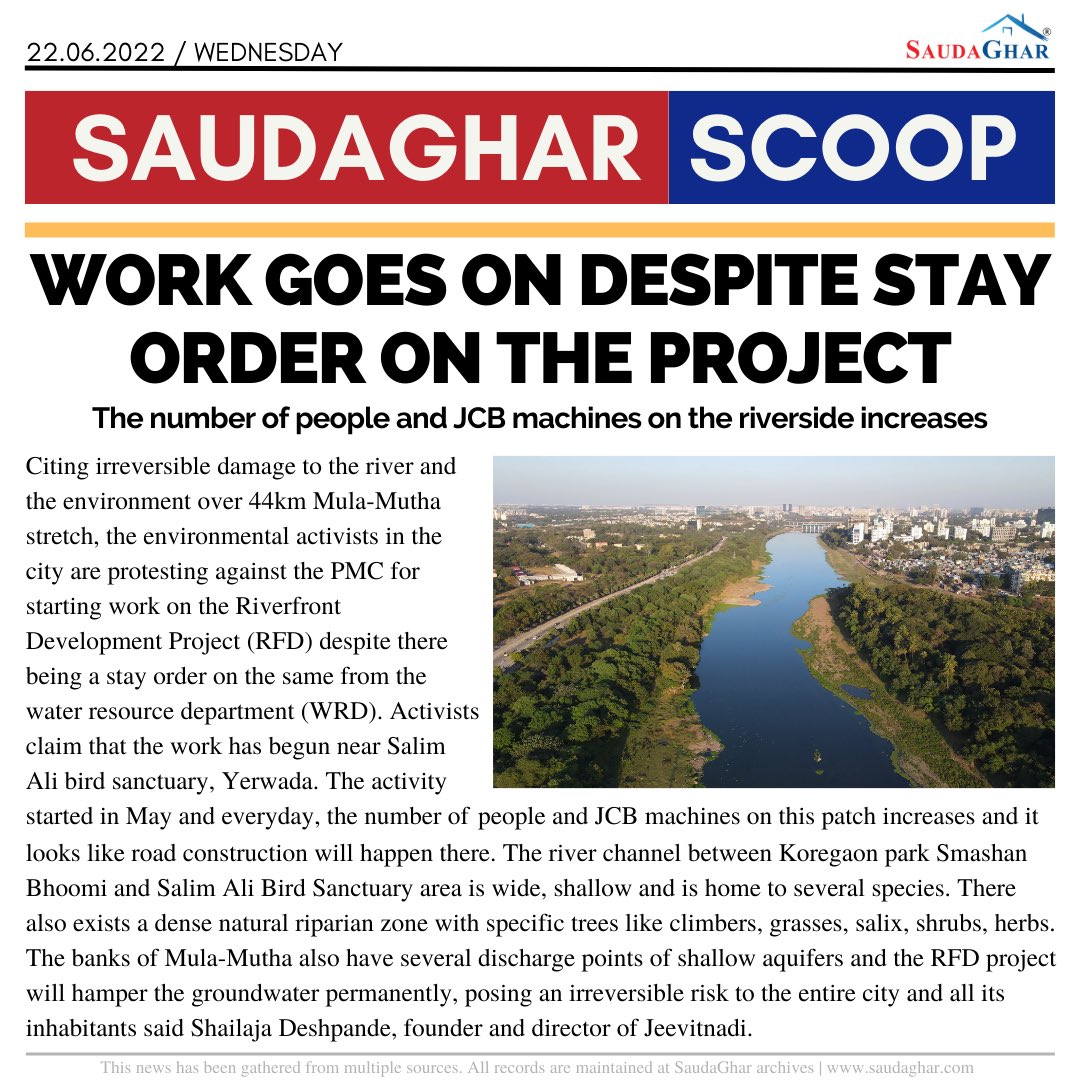 SaudaGhar's tweet image. Work goes on despite stay order! #pune #news #riverdevelopment #mulamutha #saudagharscoop