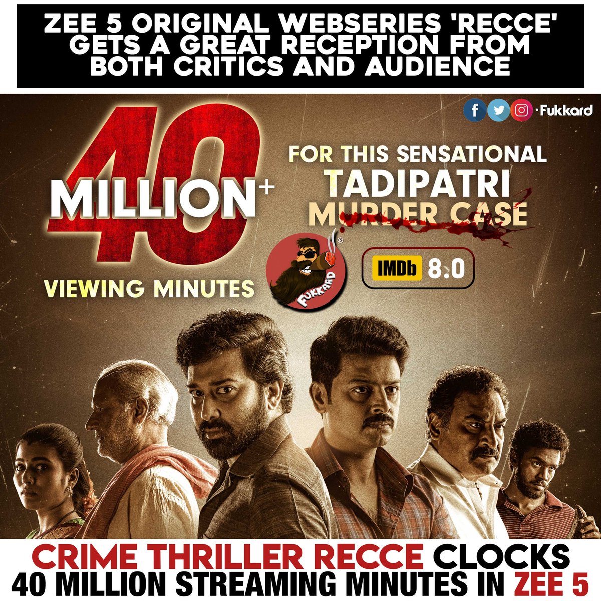 Fukkard's tweet photo. #Recce gets a sensational 40 Million viewing minutes in Zee 5 👌
#AZEE5Original #RECCEonZEE5 #RecceVetakuSiddam https://t.co/UbmOXu61QP