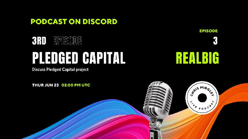 We are very excited to announce our conversation with <a href="/Gorealb/">RealBig.world</a> on Discord tomorrow Thursday 23rd June at 2pm UTC.

Join our live #podcast with <a href="/ChrisMidgley11/">Chris Midgley</a> from #PledgedCapital &amp; learn about our projects.

Prize: $100 in #realb

Venue link: discord.gg/kN2HgCkRWD?eve…
#realbig