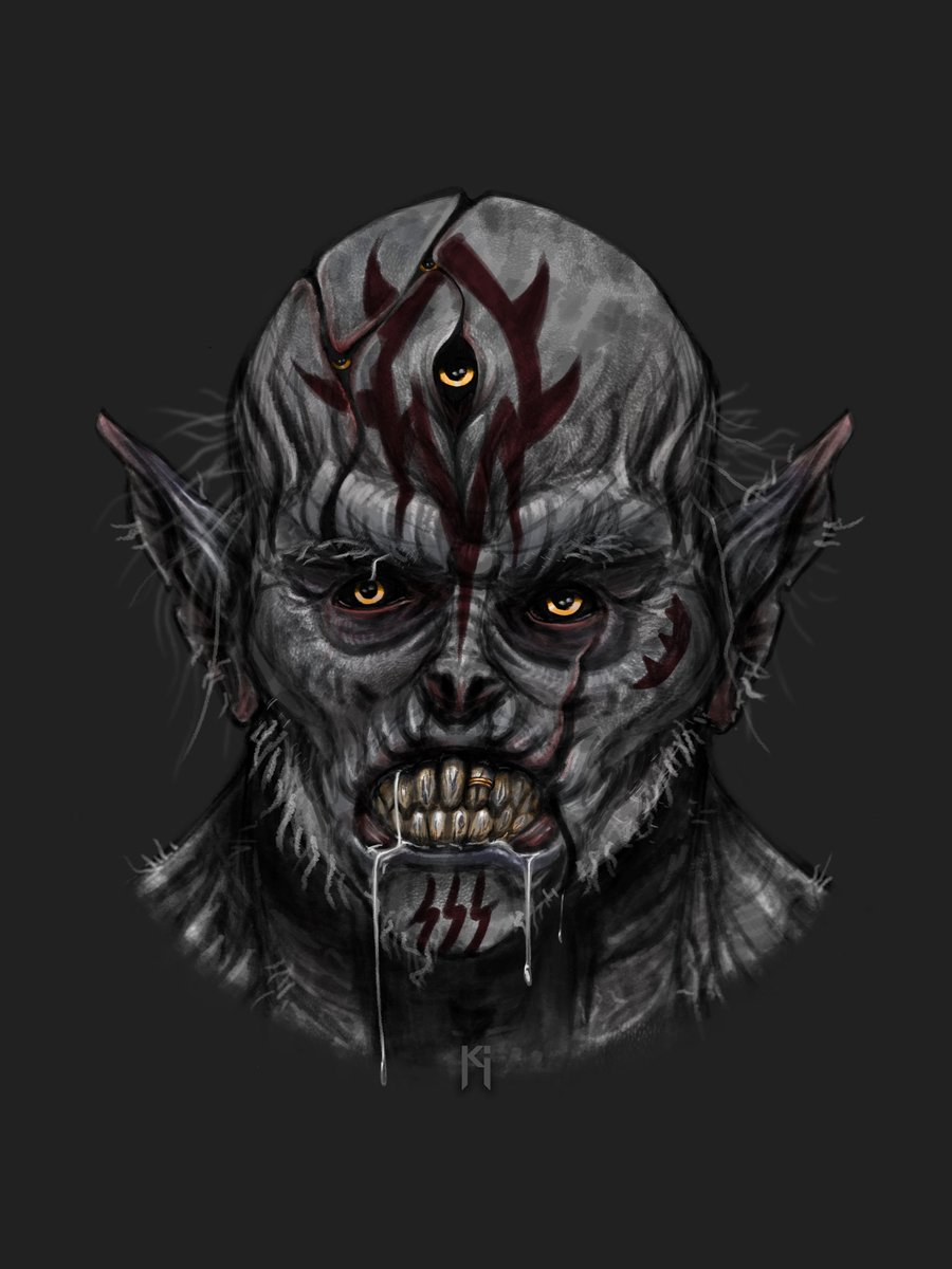 AadityaP219's tweet photo. Saw some really badass Orcs designed for Rings of Power and got inspired. But here I'm focusing more on achieving detailed artwork with rough brush strokes. Took me around 90 mins to finish this. Focusing more on details and values now! #conceptart #RingsOfPower https://t.co/Qv7Z330esT