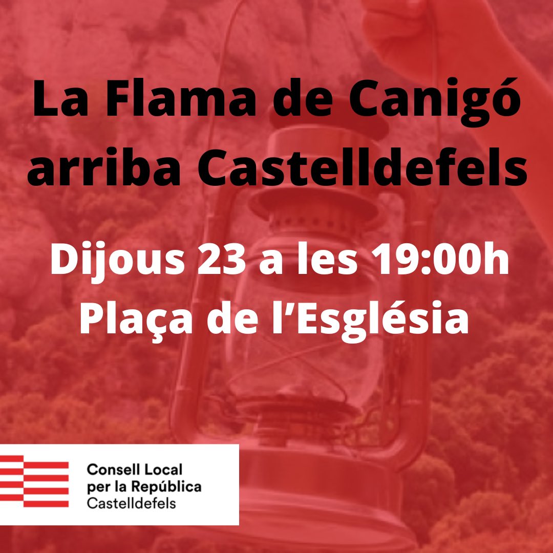ConsellCDFELS's tweet photo. La #FlamadelCanigo arribarà demà a #Castelldefels. Mantinguem, participant, les tradicions que durant tants anys hem conservat. @ConsellxRep @AjCastelldefels https://t.co/HLyWM9wYC6