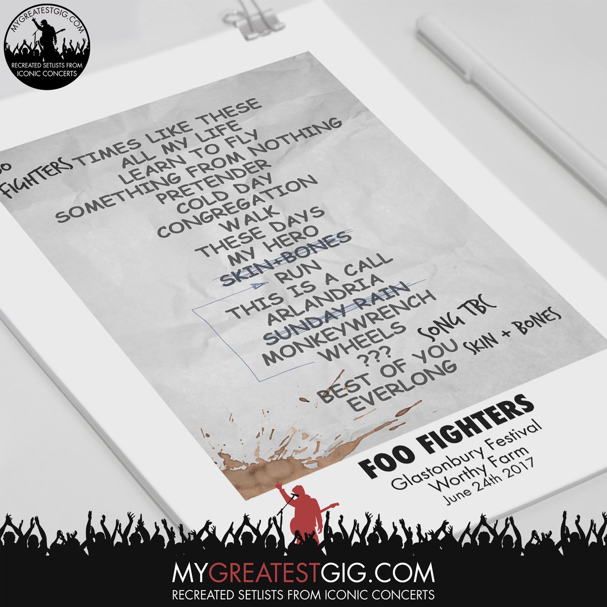 greatestgig's tweet photo. On This Day 5 Years ago (24th June 2017) Foo Fighters played Glastonbury Festival
...and we’ve recreated the setlist

#MyGreatestGig #Setlist #RecreatedSetlist #SetlistArt #SetlistPoster #GreatestGig #SongList #LiveMusic #glastonbury #glastonburyfestival #FooFighters #DaveGrohl https://t.co/R8DDCiwiH9