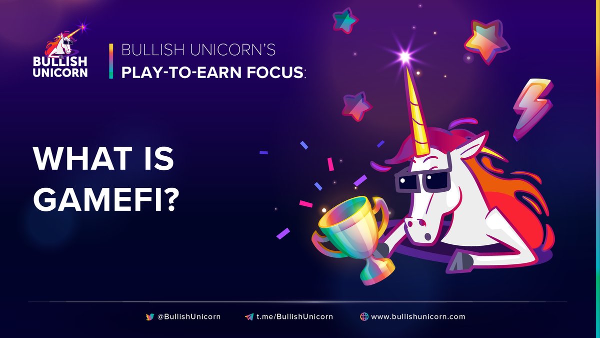 BullishUnicorn's tweet photo. 🎮 So, we talked #P2E but what's #GameFi then?

⚡ So if P2E is the model, GameFi (Gaming + Finance) is the actual blockchain-based games that can potentially bring forward a financial reward! 

#Gaming #Metaverse https://t.co/Nz8e4EPFNX