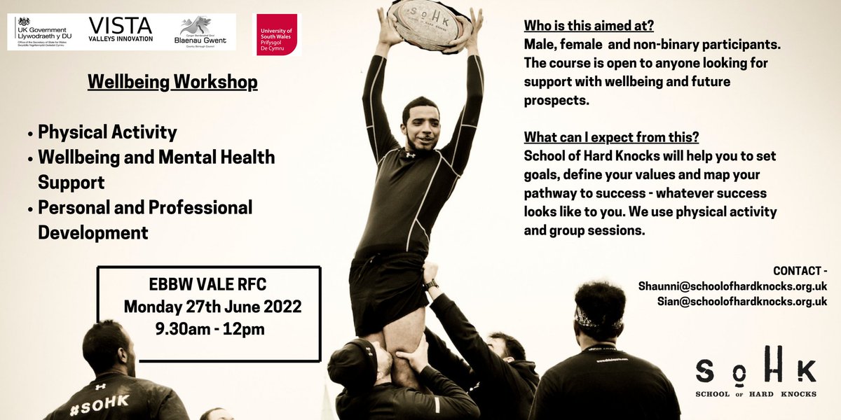 shaunnidavies's tweet image. We have an exciting opportunity to take part in a wellbeing workshop with @SOHKCharity in partnership with @UniSouthWales at @evrfc this Monday 27th June.
Get in touch to find out more or just attend on the day.