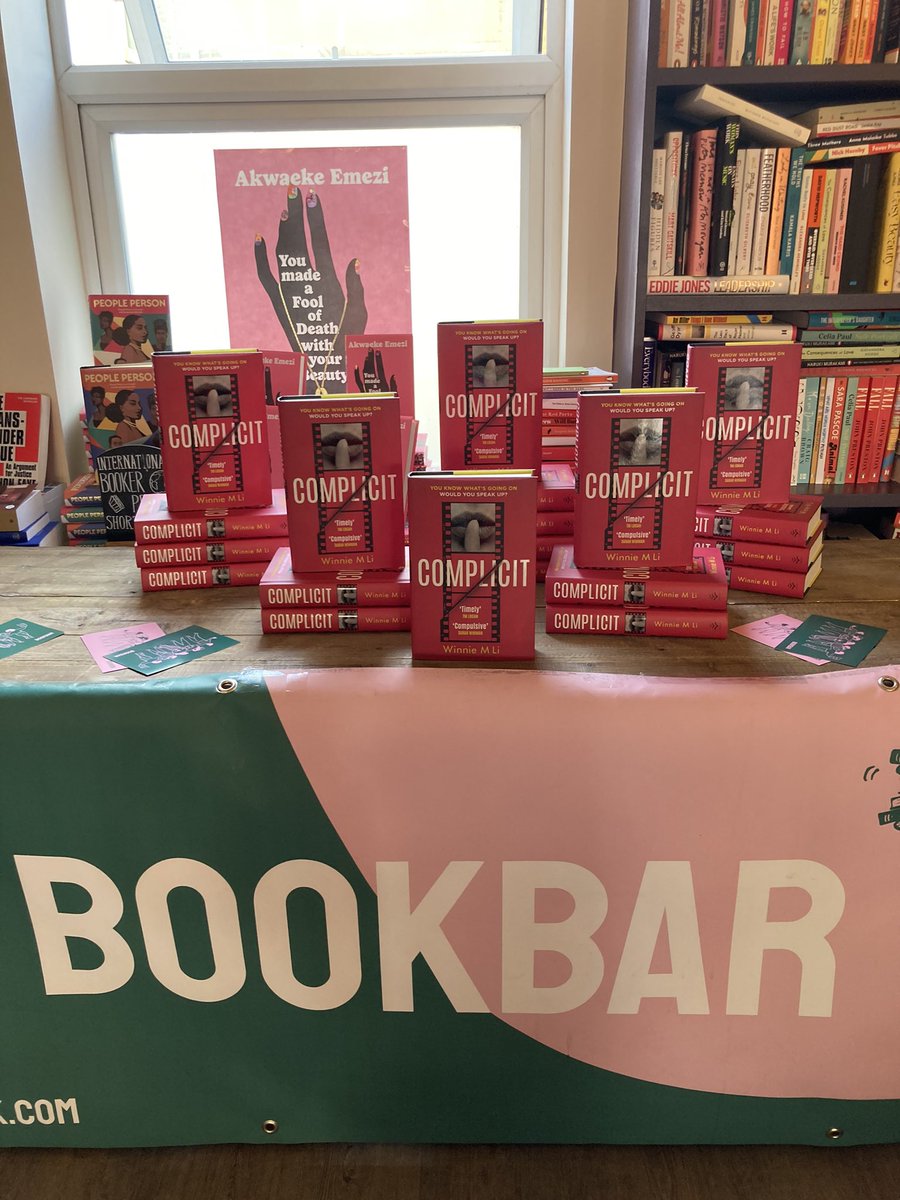 winniemli's tweet photo. For #IndieBookshopWeek a shout-out to the delightful @BookBarUK who hosted my private #Complicit launch &amp; now have a stack of signed copies available for purchase! 📚 https://t.co/SVJCl6pYeF