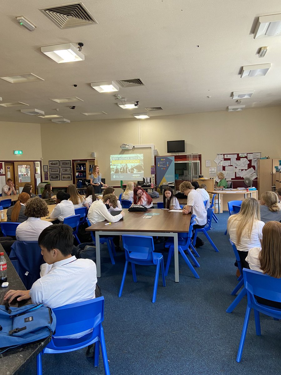 Great to have Caitlin from <a href="/CardiffMetSCL/">Cardiff Met Schools & Colleges Liaison Team</a> <a href="/cardiffmet/">Cardiff Metropolitan University</a> talking to our students today about university options. #nextsteps