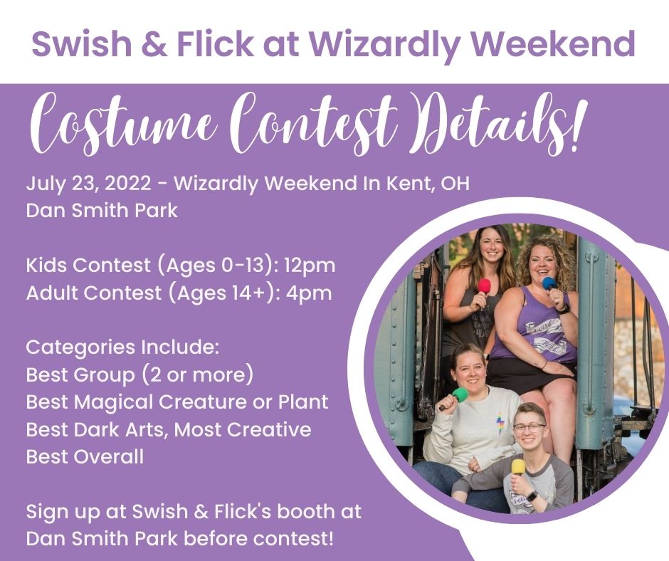 Witches, wizards, goblins, centaurs &amp; magical folk of all ages... join in the fun! Costume Contests at the Forbidden Forest presented by <a href="/SwishFlickCast/">Swish and Flick Podcast 🎙</a> on the Forbidden Forest stage. Entry is just $5/person with 100% of the fee donated to Kent State's LGBTQIA+ organization.