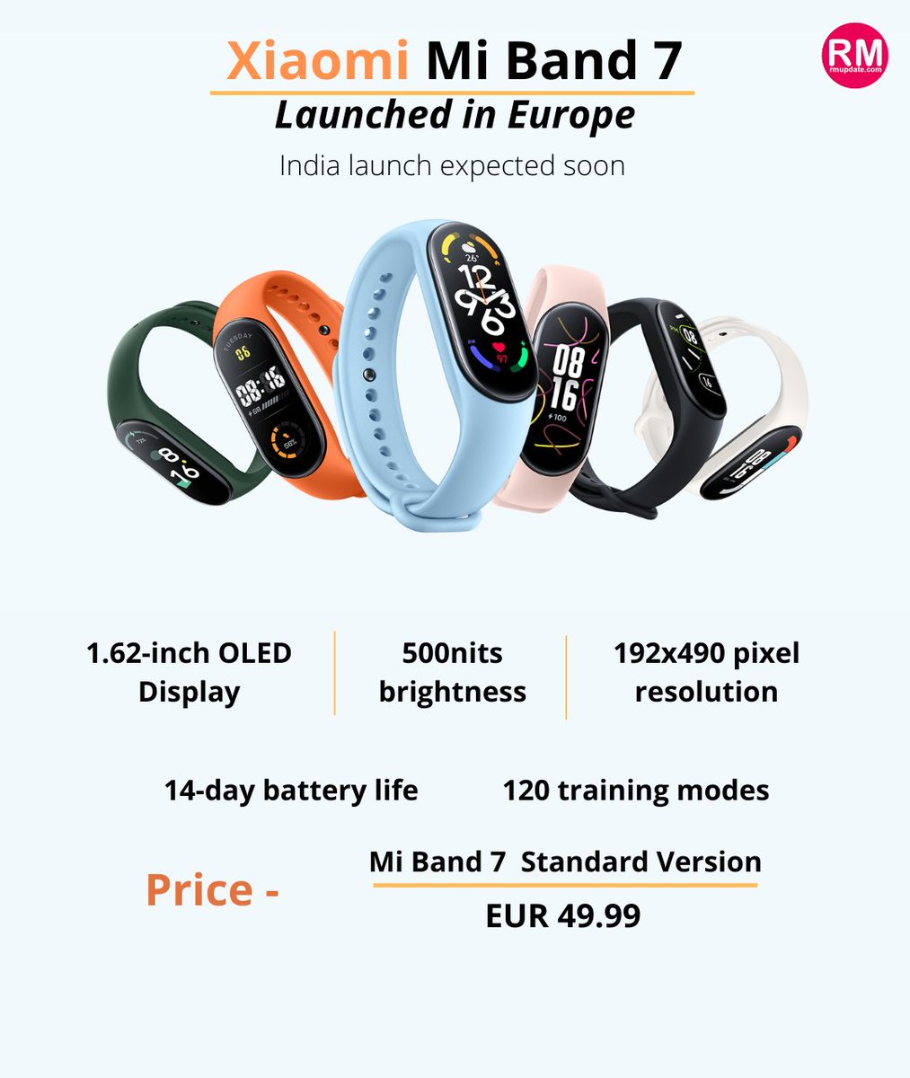 AppleExplorers's tweet photo. Xiaomi mi band 7 launched globally
#xiaomimiband7 #miband7 #miband #xiaomi https://t.co/fKav4f58XP