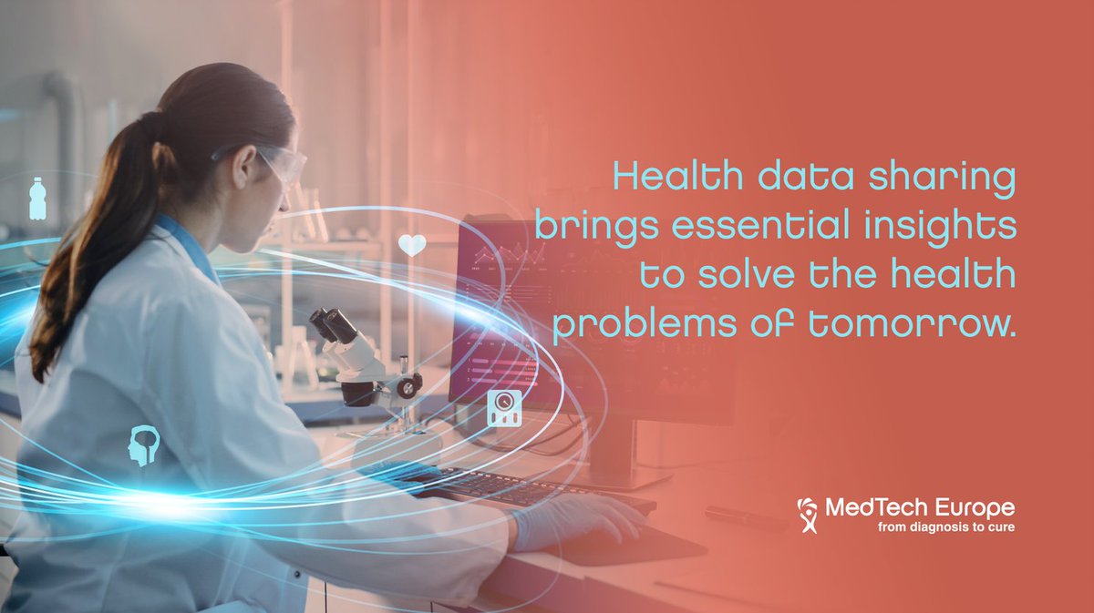 medtecheurope's tweet photo. Access to and sharing of #healthdata are key to fostering data-driven solutions 💡📉 to treat, predict and prevent diseases and can play a central role in addressing health crises and fighting future pandemics🦠.  #DataForHealth https://t.co/vmT5oaUeGF