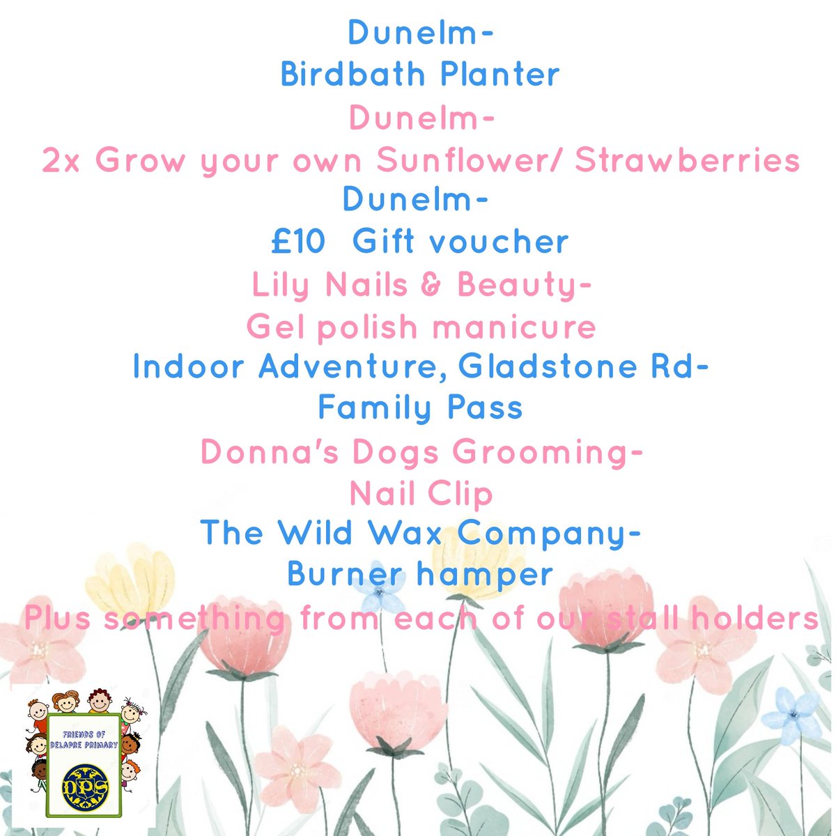 How amazing is this...
Even more prizes added.
Tickets on sale afterschool in the playground (middle picnic table seems to be our home, to avoid the hussle of pick up)

25p each or strip of 5 for £1
Being sold upto and at the fair on the 1st July