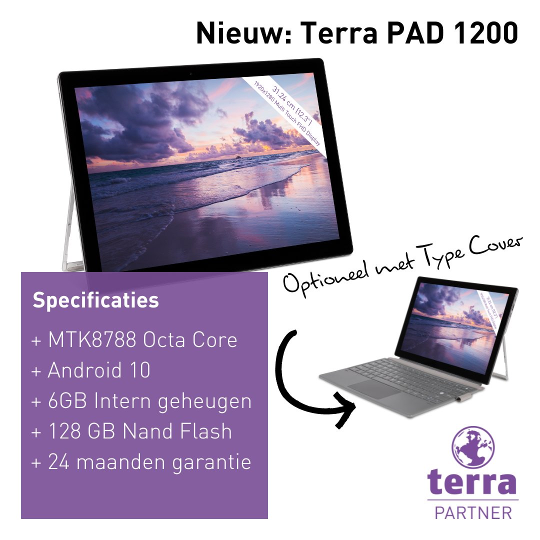 deliit's tweet photo. 𝗧𝗲𝗿𝗿𝗮 𝗣𝗔𝗗 𝟭𝟮𝟬𝟬
Heeft u de nieuwe Terra PAD 1200 al gezien? Deze 12,3 inch tablet is o.a. voorzien van een geïntegreerde LTE-module, GPS, camera 2M/5M, WLAN en Bluetooth.
#terrapartner #terracomputers #ikgebruikterra https://t.co/khDaqSalO9