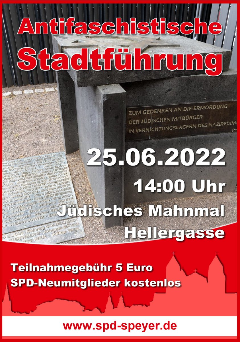 In drei Tagen. Kommt vorbei. #antifaschistischeStadtfuehrung #speyer #mahnmal