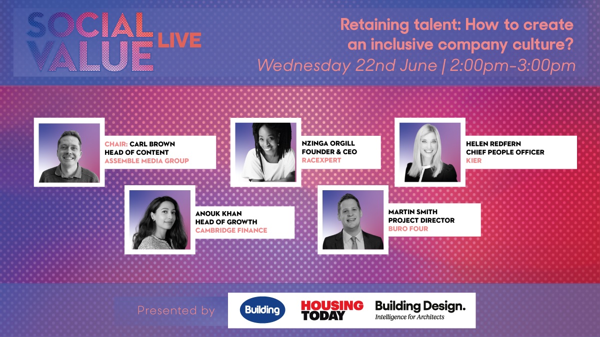 Massively looking forward to chairing this #SocialValueLive webinar in around 45 mins. Should be essential viewing for anybody thinking about how to create a more inclusive company culture Register here 👉lnkd.in/eDSHKMTz #inclusivity #inclusivitymatters #construction