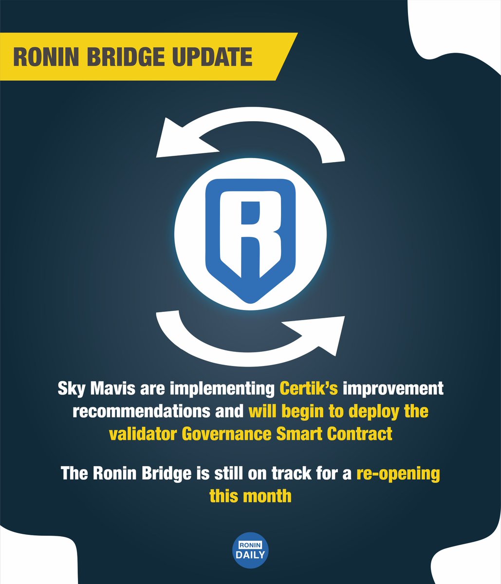 jungz_daily's tweet photo. Ronin Bridge Update 

It will re-opening this month https://t.co/Ud6TBM3X0Z