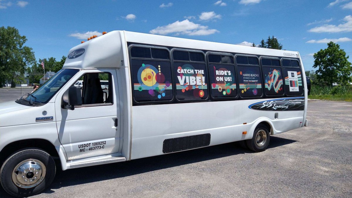 Another successful install! Perforated window vinyl allows graphics to be seen clearly from the outside while still maintaining window visibility. 
Catch the vibe! And catch the awesome performers at the Rochester Jazz Fest this week.