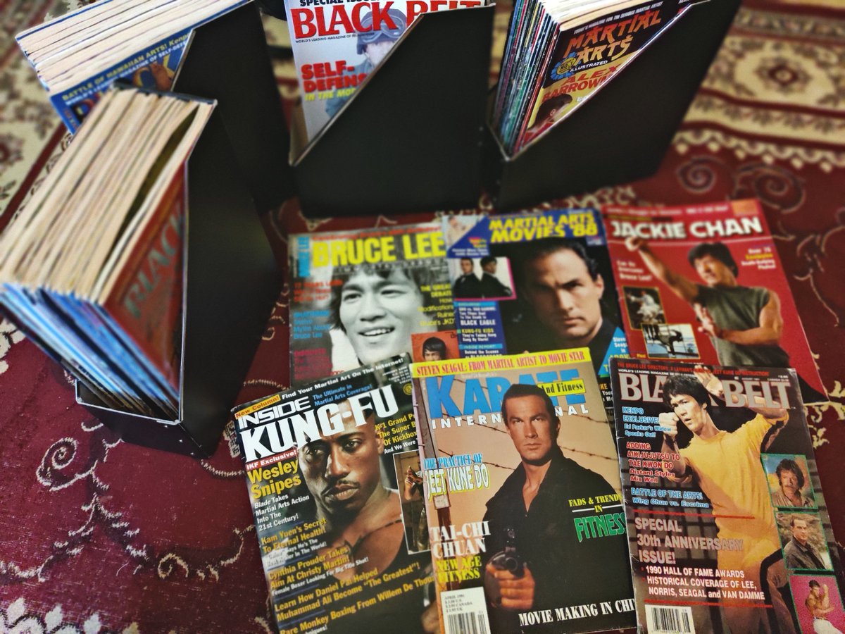 TuomasLius's tweet photo. Feeling more than a bit nostalgic. Oh, the countless hours of joy that these great #martialarts magazines have brought me. Here's to you @Black_Belt_Mag @MAImagazine #InsideKungFu #KarateInternational #Budoka #Fighter @martial_podcast @KFMovieGuide @GavinKelley_13 @TheScottAdkins https://t.co/WlMcYupn9u