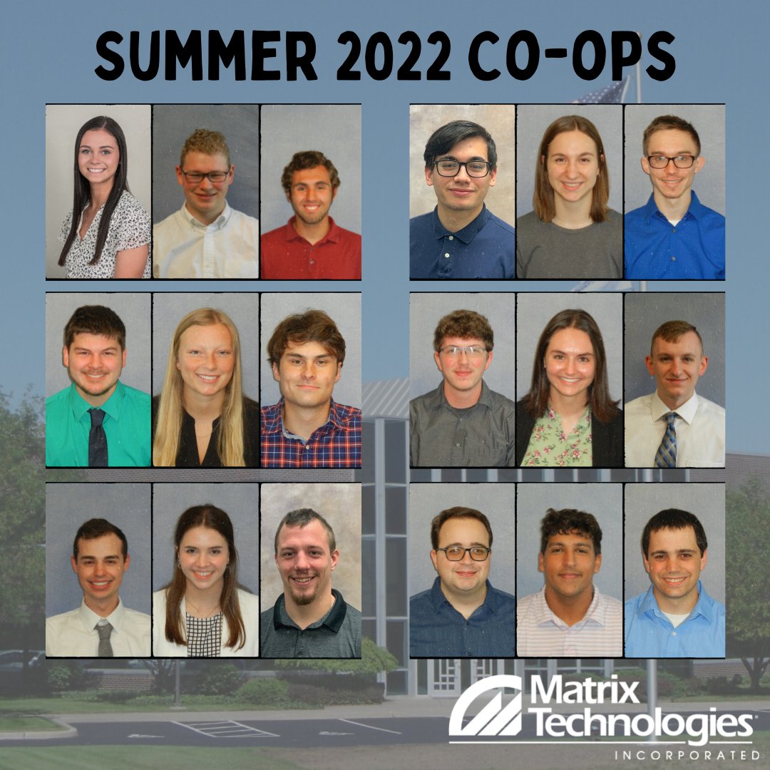 MatrixTechInc's tweet photo. Welcome to our new group of co-ops and interns joining the Matrix Team this summer! To learn more about our student employee programs visit our website - https://t.co/qJexrPKGmm.
#MatrixTI #JoinMatrix #Engineering #EngineeringSolutions #BePartOfMatrix https://t.co/fDMIMjoBEa