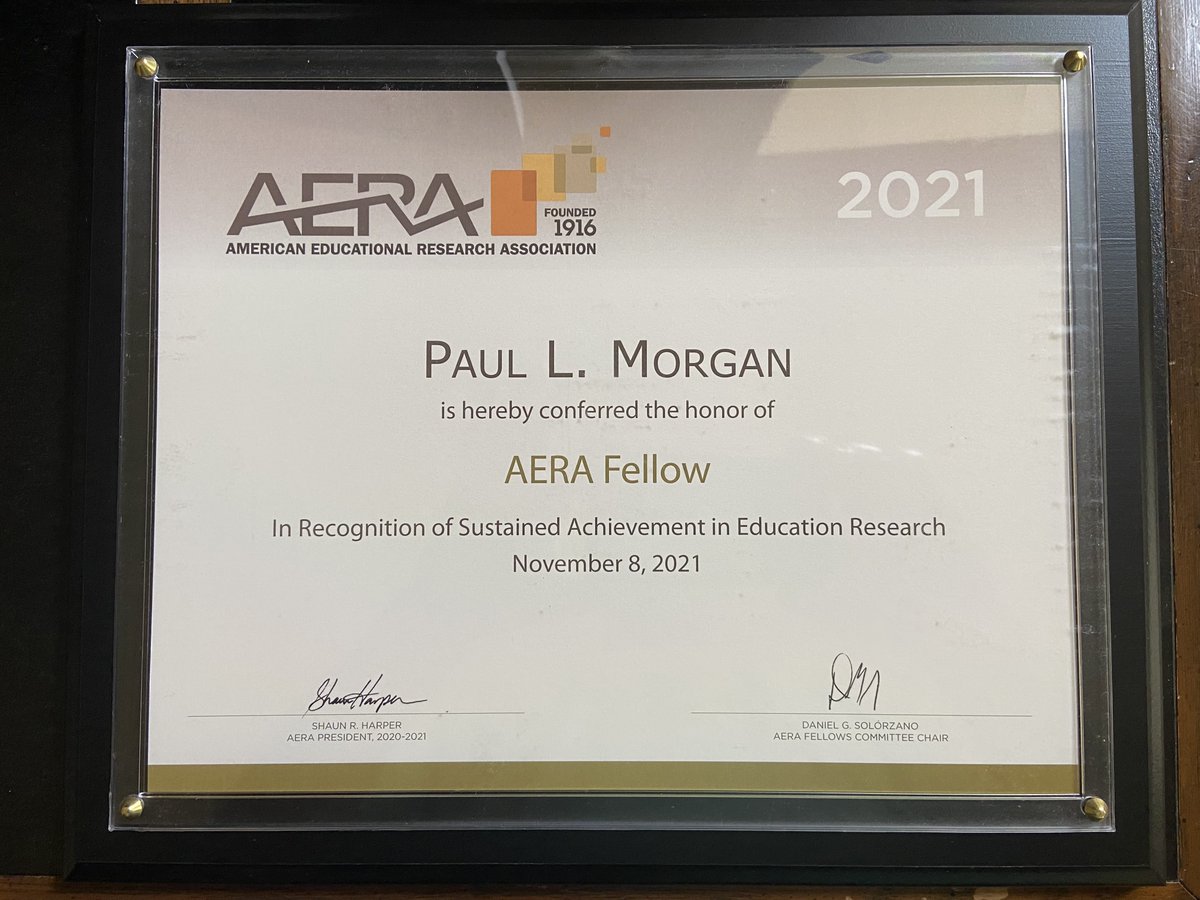 Thank you, @AERA_EdResearch. It is an honor. @psupopresearch @PRCPennState @PSU_EdPolicy @PSU_CollegeOfEd @SSRIPennState