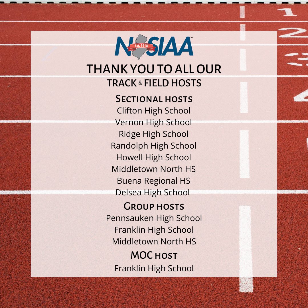 NJSIAA's tweet photo. Thank you and congrats! #njsiaa #boystrack #girlstrack https://t.co/9QHjr9UvLf
