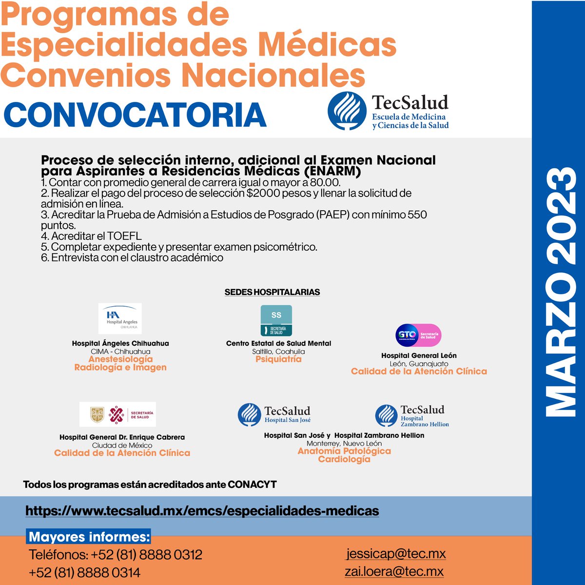 👩‍⚕️👨‍⚕️⚕️🏥🏫
La Escuela de Medicina y Ciencias de la Salud #TecSalud del Tecnológico de Monterrey y la <a href="/NlSalud/">Secretaría de Salud Nuevo León</a>, te invitan a ser parte de nuestro Programa Multicentrico de Especialidades Médicas.

Más información en⤵️
tecsalud.mx/emcs/especiali…