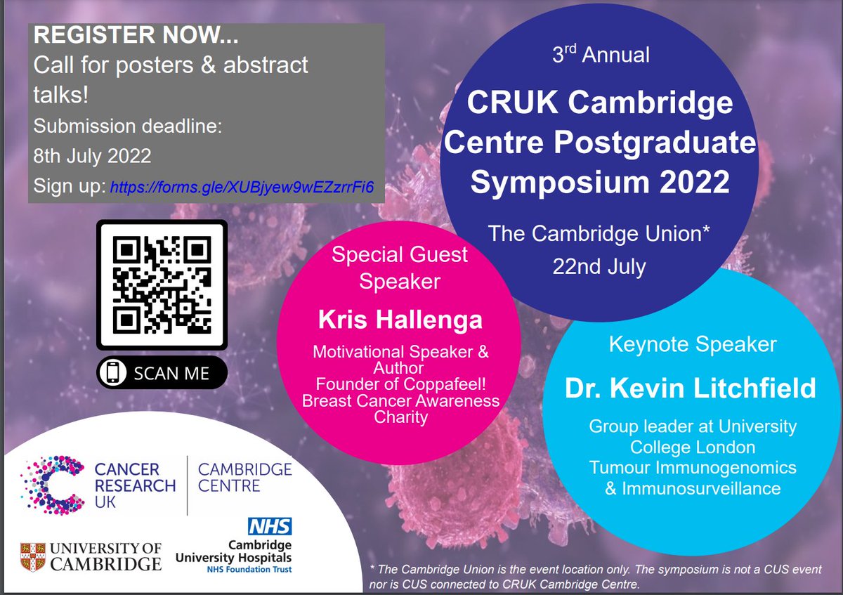CRUKCamTraining's tweet image. Really looking forward to this event on Friday 22nd July