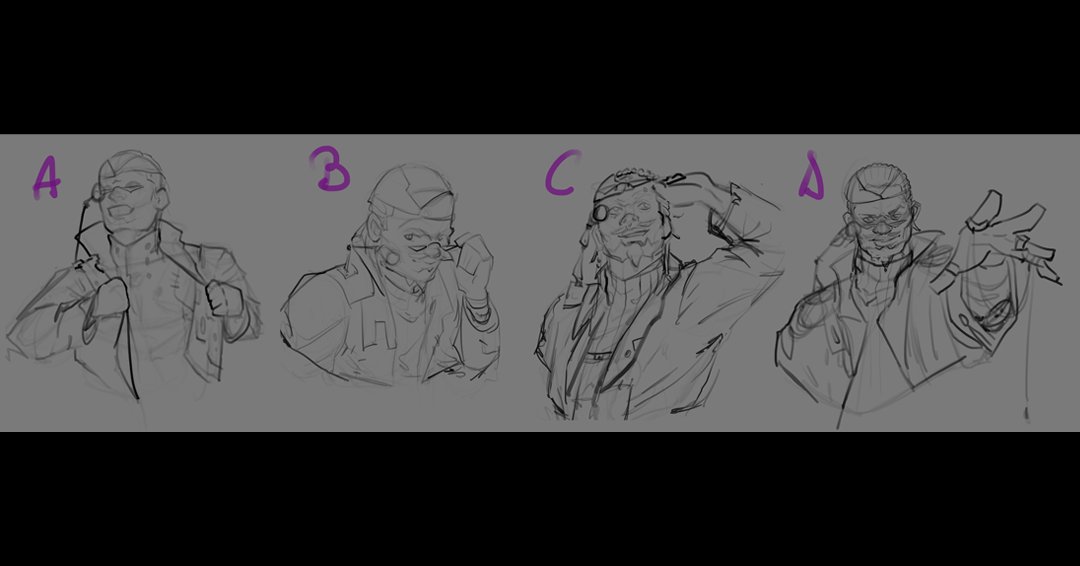 FruitySystems's tweet photo. Get ready to meet our 2nd mission giver! Marketeer Colstin Monrove! An old hand at the market who sells many trinkets. Here are some concept sketches of him. #conceptart #wip #illustration #sketches #indiegame #indiedev #vrdev https://t.co/9vSNKF06x8