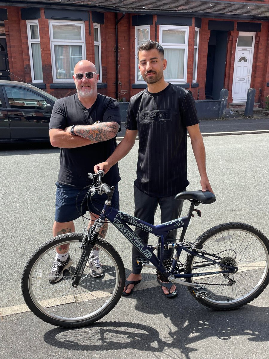 Delighted to have been able to start distributing bikes refurbished by trainees in the workshop @stjosephsap Hedi is a young asylum seeker in Manchester who can now hop on his bike to college, to his voluntary work and to get out and explore Manchester. Happy cycling!