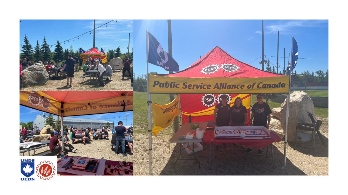 On Jun 17 <a href="/UNDEUEDN/">UNDE-UEDN</a> members took over the employers NPSW event. They handed out cake, distributed I support my bargaining team items, &amp; talked to members about bargaining. 
UNDE RVP-MB Mona Simcoe addressed the group &amp; thanked the public service members! 
#canlab <a href="/psac_afpc/">PSAC-AFPC</a>