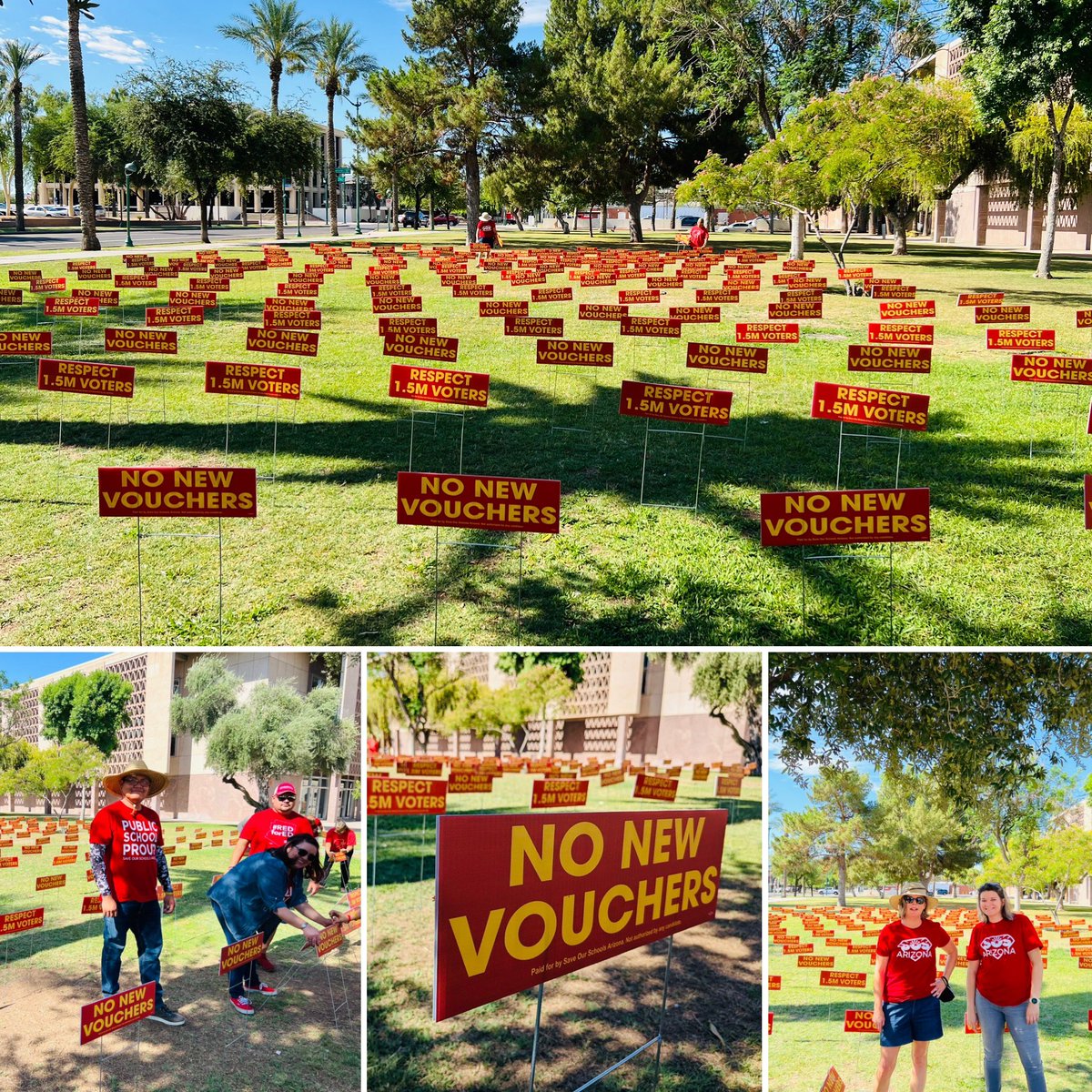 arizona_sos's tweet photo. HAPPENING NOW: 305 signs to represent the 1.5M AZ voters who rejected #Prop305 & demanded #NoNewVouchers https://t.co/xWi4mLkUTJ
