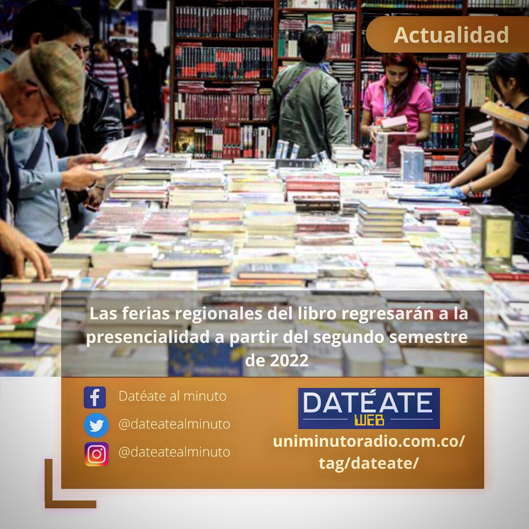 dateatealminuto's tweet photo. Tras la exitosa #FilBo2022 las ferias del libro regionales paulatinamente retornan y ofrecen a los lectores una variedad de actividades. No le pierda la pista a esta nota, la cual está disponible en nuestra web. ⬆️⬆️⬆️
Somos #PeriodismoUniversitario @RedperiodismoU https://t.co/PIbMJNIvW5