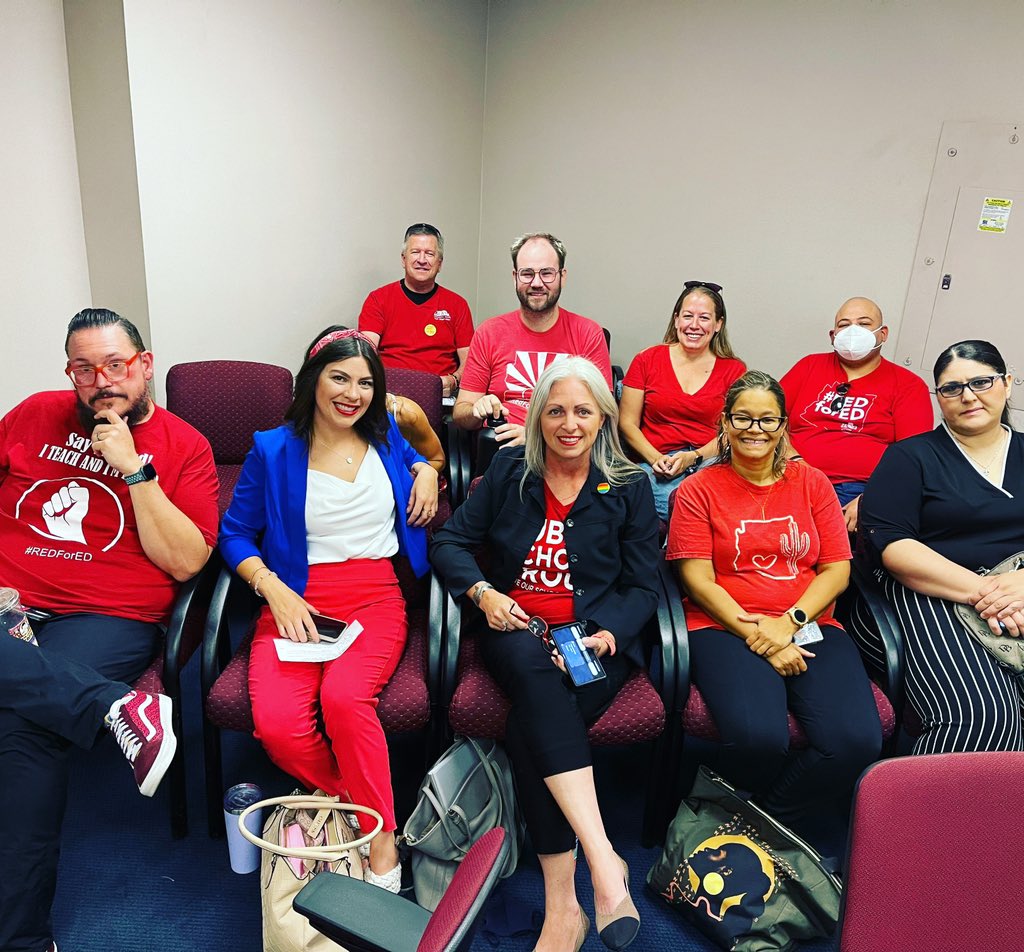 ArizonaEA's tweet photo. AEA is down at the Capitol again demanding great public schools for our students! Join us in Senate room 109 #azleg #educatorsbudget https://t.co/gEuHZuO568
