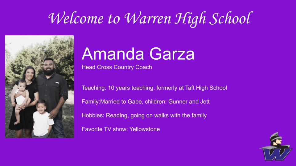 Welcome to Warren, Coach Garza!