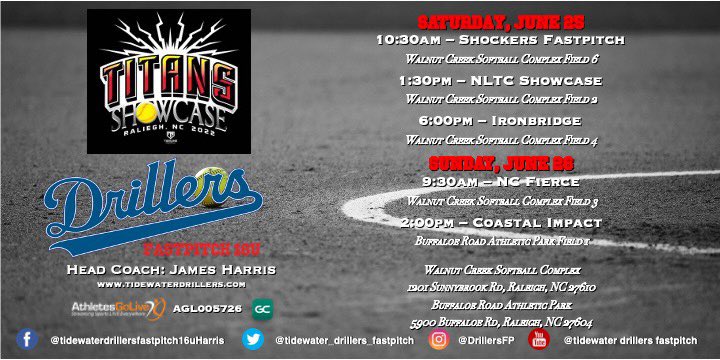 DrillersFP's tweet photo. Come on out this weekend and see us! If you can’t, follow along on @gcsports or @aglsoftball

@AverettSoftball @SoftballBsu @Bh2osoftball @ChowanSoftball @ElonSoftball @coachmere_16 @CoachLee_LC @MUMonarchsSB @MCSBAngels @PfeifferSball @SUHornetsSB @UMOSoftball @UNCWsoftball https://t.co/4HJGO318hF