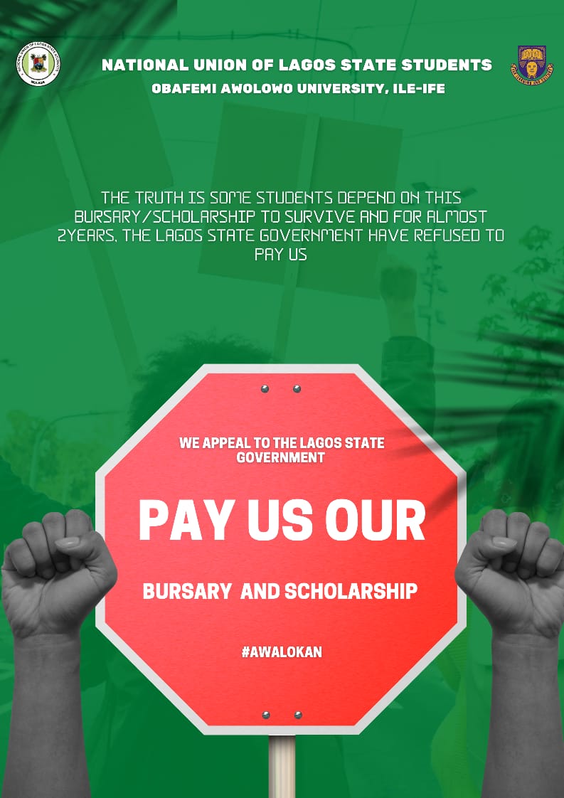 BraimohIgbo's tweet photo. B. Postponed scholarship examination
We have no iota of doubt that, you would hearken to our demands.
@NulasslasuSEC @OfficialNulass @Mr_JAGs @osaelagos 
#PayourBursary 
#AwalokanfunBusary https://t.co/380lIxxcWR