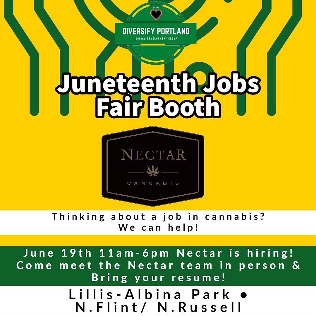Mss_Oregon's tweet photo. Shout out to #wyld #greenforcestaffing &amp; #nectardispensaries for joining with #diversifyportland to bring job opportunities to the Rose Festivals 50th anniversary #JuneteenthFestival https://t.co/lpxP8w7i7H