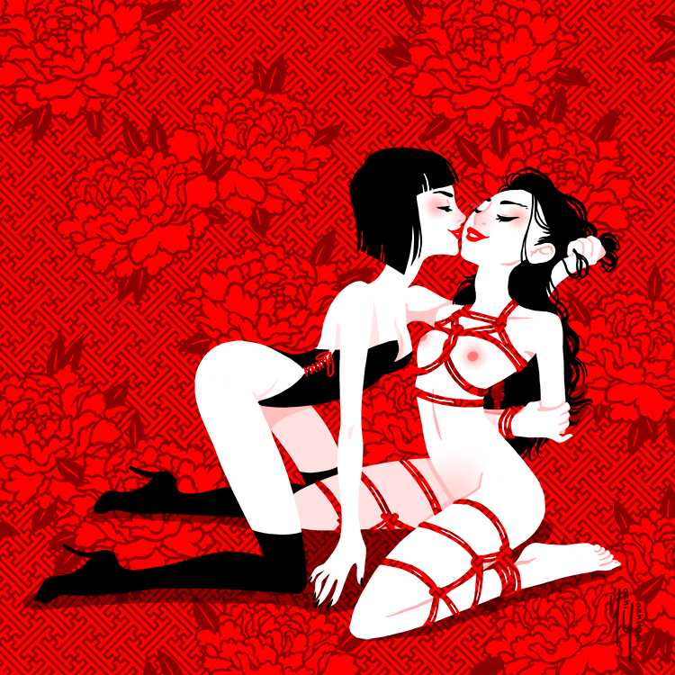 yoshisquared's tweet photo. Two women-presenting lovers, some rope, and a great deal of trust. https://t.co/bHxNaz7caJ