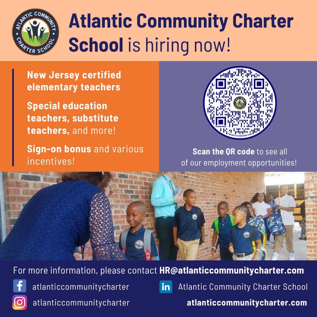 ACCS_tweets's tweet photo. We're currently hiring a middle school science teacher and special education teacher! Scan the QR code below to apply! https://t.co/KXJv1L8720