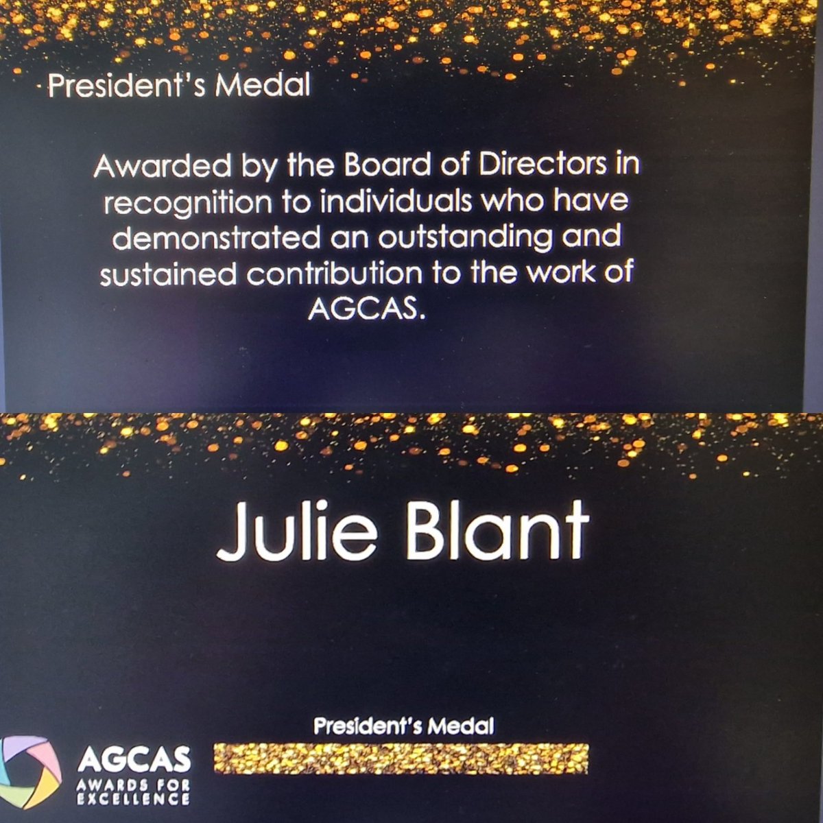 CareerJules's tweet photo. So this happened earlier! Very honoured to be recognised for my long-standing involvement with @AGCAS. Thanks AGCAS Board - great to be up there with 5 absolute legends @GemmaAgcas @TerryDrayKeele Bob Gilworth, Tom Davie, Janice Montgomery, Jane Conway #AGCASAC22 🍾 https://t.co/gpdsBmq4o2