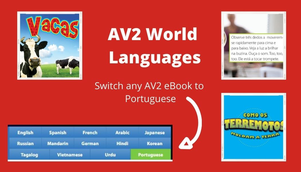 LRC_HCDSB's tweet photo. What to Read Wednesday! June is Portuguese Heritage Month! Did you know that you can switch any eBook in AV2 World Languages from English to Portuguese? Visit our site or ask your library staff for more info! #LRCCheckItOut @HCDSB https://t.co/t1CdeSJLyo