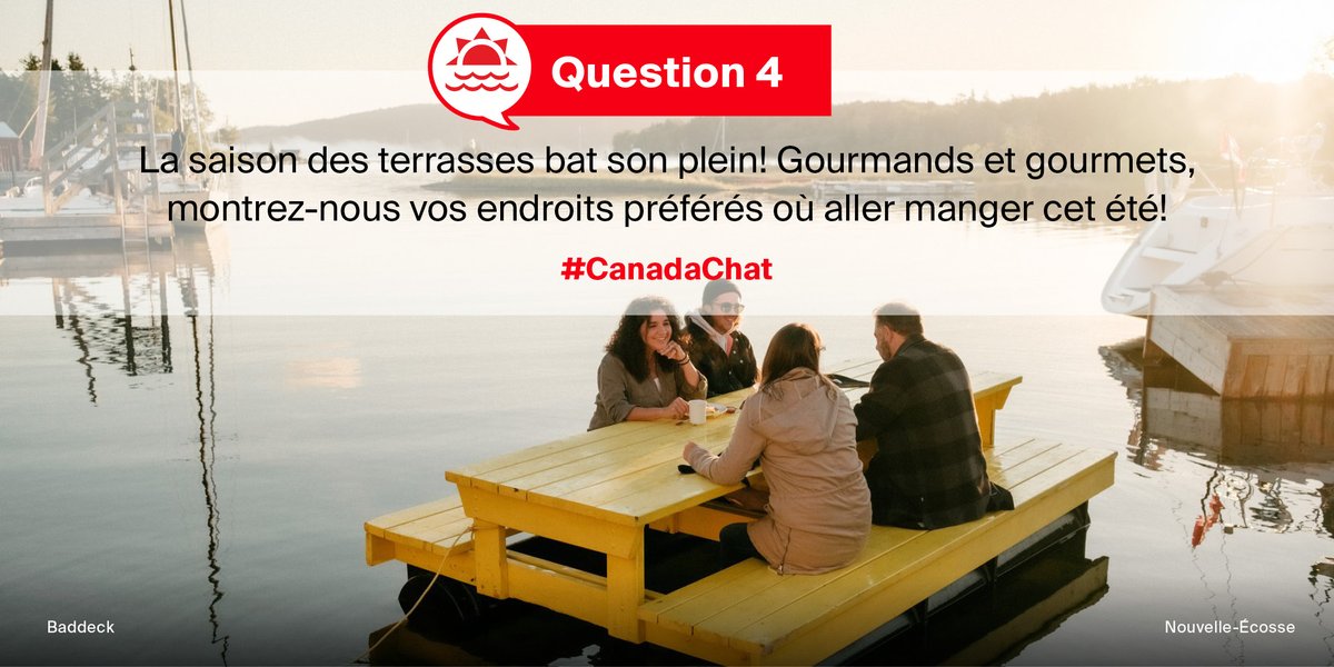 ExplorezSansFin's tweet photo. Q4. La saison des terrasses bat son plein! Gourmands et gourmets, montrez-nous vos endroits préférés où aller manger cet été! 🍽️ #CanadaChat https://t.co/u7tAb6E1AQ