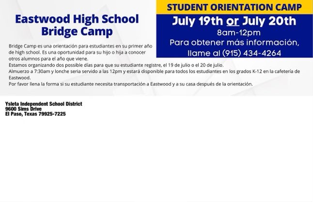 Hey, future Troopers! Join us at our annual Bridge Camp open to all incoming freshman students. Scan the QR code or use the link in our bio to sign up for either July 19th or 20th! We can’t wait to see you there 💙💛📝📓